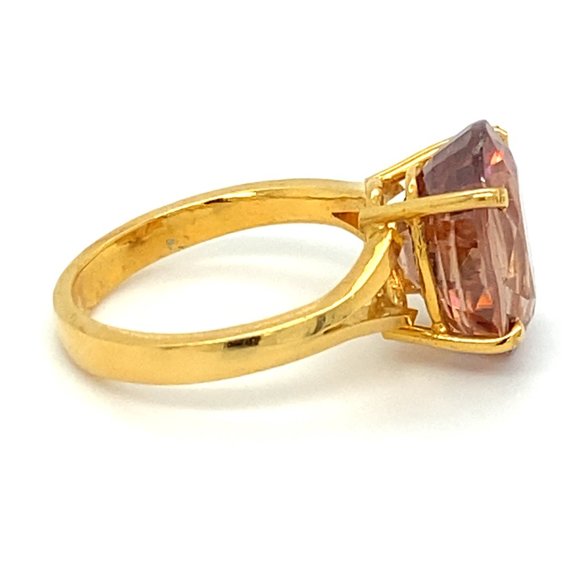 Imperial Zircon 11.15ct Solid 22K Yellow Gold Ring - Picture 3 of 6